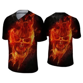 2021 naujas vyrų vasaros kaukolė spausdinti marškinėliai vyrams trumpomis rankovėmis marškinėliai 3D spausdinimo V-kaklo marškinėliai laisvalaikio kvėpuojantis juokinga T-shirt