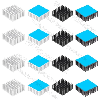 25x25x10mm Sidabro / Juoda Aliuminio Heatsink Aikštėje CPU Šilumos šalintuvai (radiatoriai) Aušinimo Radiatorius Fin su Silikono Pagrindu Šilumos Lipnus Padas