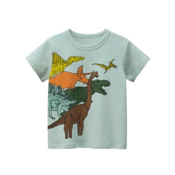 27kids Vasarą Berniukams trumpomis Rankovėmis T-shirt Drabužių Dinozaurų Modelio Mezgimo Kūdikių Kvėpuojantis Dugno Atsitiktinis Medvilnė Sportas Viršų
