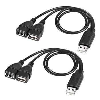 2X USB Splitter Cable, USB 2.0 A Male Į USB Dual Moterų Jack Y Splitter Įkroviklio Kabelį