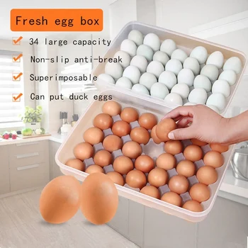34 Pledas Kiaušinių Laikymo Dėžutė Aukštos Kokybės talpinimo Storio Anti-rudenį Kiaušinių Dėklas Šaldytuve Antis Rgg Saugojimo Dėžutė