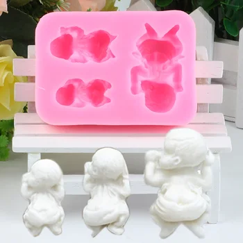 3D Miega Kūdikis Silikono Dervos Formų Minkštas Tortas Dekoravimo Priemonės, Saldainiai, Šokoladas Gumpaste Pelėsių Virtuvės Kepimo Priedai