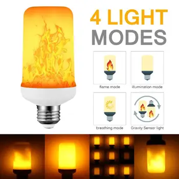 4 Režimas Liepsnos Poveikis Dekoratyvinės Lemputės, LED Dinaminis Liepsnos Šviesos E26 E27 B22 Kūrybos Kukurūzų Svogūno Liepsna Modeliavimo Efektas Naktį Šviesos