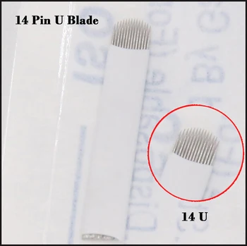 50PCS microblading adatos 14 smeigtukai U Formos balde permanentinis Makiažas Antakių Siuvinėjimo Ašmenys, Skirti 3D Microblading Vadovas Tatuiruotė Pen