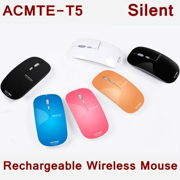 ACTME T5 Slient Įkrovimo ultra-slim Belaidės pelės 2.4 G 2400DPI kompiuterinių žaidimų pelės energijos taupymo Li-ion akumuliatoriaus
