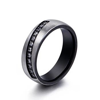 aukštos kokybės vakarų dizainerio mados juoda, nerūdijančio plieno, titano papuošalai cz deimantų akmens vestuvių žiedai vyrams ir moterims