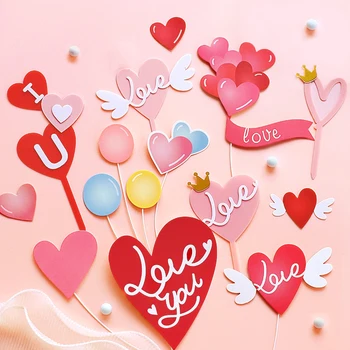 Balionai Širdies Formos myliu Tortas Topper Valentino Dienos Dekoracijos Jubiliejų Kepimo Reikmenys Meilės Dovanos
