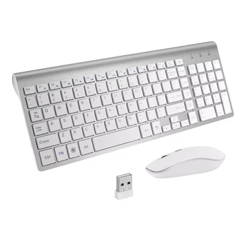 Belaidžio Silent Klaviatūrą ir Pelę Multimedijos Full-size Klaviatūra Pelė Combo Set For Notebook Laptop KOMPIUTERIO PS4