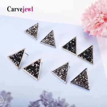 Carvejewl trikampis stud auskarai Korėja dizaino hematitas rodis dervos akmenys paprastų geometrinių auskarai moterims, papuošalai didmeninė