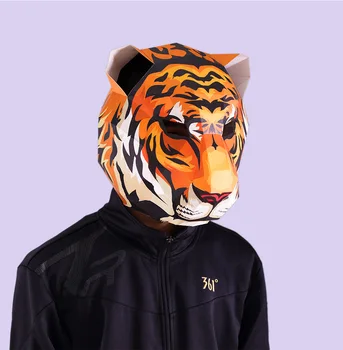 Cosplay Rekvizitai Tigras Visas Veidas Galvos Kaukė Popieriaus Meno 