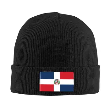Dominikos Respublikos Vėliava Skullies Beanies Kepurės Vyrams, Moterims, Unisex Streetwear Žiemą Šiltas Megzti Skrybėlę Suaugusiųjų Variklio Dangčio Skrybėlės