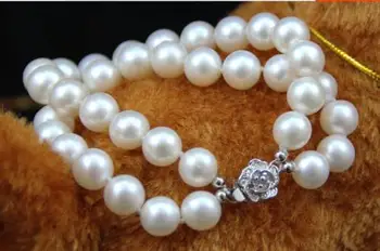 du kartus kryptis pietų jūros raundas 8-9mm natūralus baltas perlas apyrankės 7.5-8