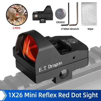 E. T Dragon Taktinis Red Dot taikymo Sritis 2 ŽŪM Red Dot Akyse 20mm atsparumas Vandeniui atsparus smūgiams Nekilnojamojo Medžioklės HK2-0131