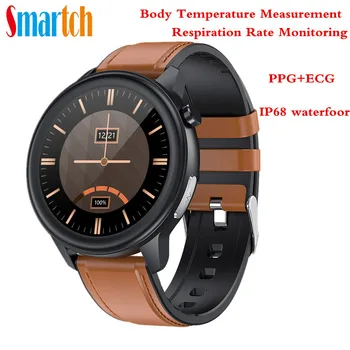 E80 Kūno Temperatūros Matavimo Smart Watch vyrai moterys PPG+EKG IP68 Vandeniui Kvėpavimo Sparta Fitness Tracker SmartWatch