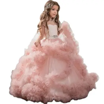 Elegantiškas Ruffles Kamuolys Suknelė Gėlių mergaičių Suknelės 2020 Naują Crystal Vaikai Princesė Vestuvėms Partijos Inscenizacija Chalatai vestidos de fiesta