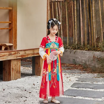 Hanfu Merginos Rudens Drabužiai 2022 Nauja Vaikų Drabužių Hanfu Kinų Stiliaus Senovės Drabužiai Mergaitėms Super Pasakų Princesė Suknelė