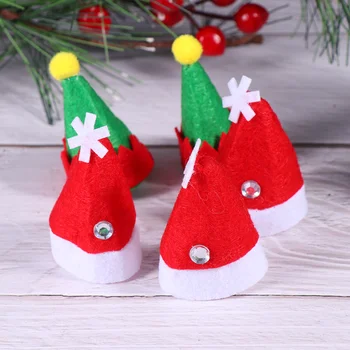 Kalėdų Skrybėlę Mini Lollipophats Santa Elfcapcraftscandy Padengti Butelio Dekoravimas Ornamentais Topper 