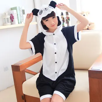 Kigurumi Panda Onesies Medvilnės Pižama Vasarą Moterys Gyvūnų Kostiumas Pižamos Vyrams Animacinių Filmų Cosplay, Anime, Pijamas Sleepwear