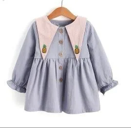Kūdikių dress pavasario ilgomis rankovėmis 2019 korėjos versija mergina dress medvilnės užsienio atsitiktinis banga vaikas suknelė k1