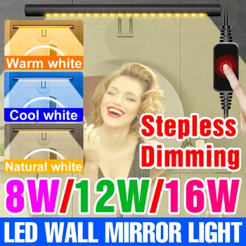 LED Makiažas Užpildyti Šviesos Holivudo USB Kosmetikos Lempos Jutiklinį Jungiklį Veidrodėlio Lemputė Virtuvės Spintoje Lempos Vonios kambarys LED Veidrodis, priekinis žibintas
