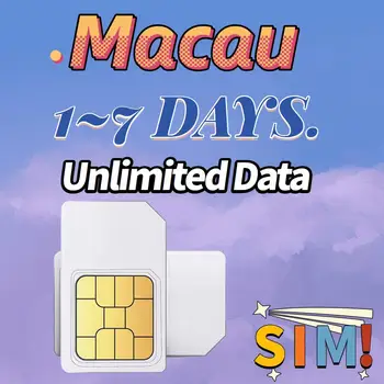 Macau Duomenų SIM Kortelę 1/2/3/5/7 Dienų Mobiliojo Telefono Duomenų Kortelė 3-In-1 SIM Kortele 4G Wifi Neribotas Interneto Duomenų Planus Kelionės
