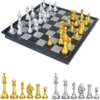 Magnetinio Kelionės Šachmatų Rinkinį su Lankstymo Šachmatų Lenta Švietimo Žaislai Vaikams ir Suaugusiems 32cm*32cm