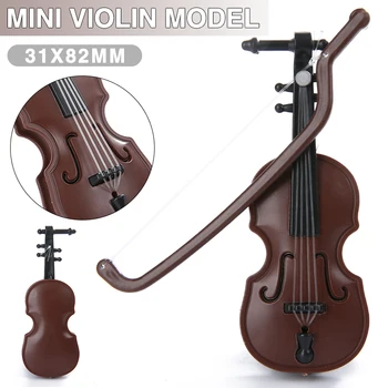 Mayitr 1pc Mini Plastiko Smuikas Modelis Miniatiūriniai Lėlių Muzikos Instrumentas, Apdailos Scena Modelio Fotografavimo Rekvizitai