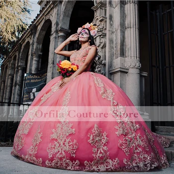 Meksikos Bordo Quinceanera Suknelę, Aplikacijos, Nėrinių Vestidos XV Años Saldus 16 Suknelė nuo Peties chalatas de soirée