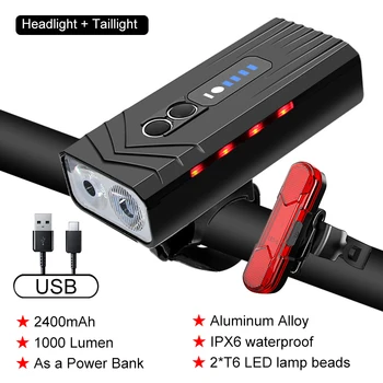 MTB Dviračių Šviesos Rainproof USB Įkrovimo LED Dviračių Žibintai, Priekinis Žibintas priekinis žibintas Aliuminio Ultralight Žibintuvėlis Dviračio Šviesos