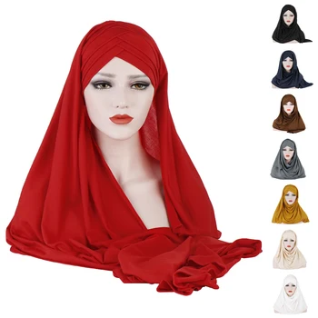 Musulmonų Momentinių Šalikas Vidinis Hijab Moterų Vienas Gabalas Amira Skara Wrap Turbaną Islamo Skarelė Hijabs Variklio Dangtis, Pasirengęs Drabužiai Pagaminti Šalikai