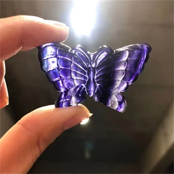 Natūralus vaivorykštinis fluorito drugelis statula ranka raižyti poliruoti kristalų drožyba drugelis dramblys už pakabukas