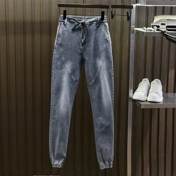 Naujos Vyriškos Mados Atsitiktinis Slim Vintage Džinsai 2022 M. Rudenį Glausta Korėjos Stiliaus Vyrų Elastinga Juosmens Klasikinės Kelnės Gatvės