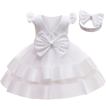 Nėriniai Blizgančiais Baby Girl Dress Bamblys Kūdikių Mergaitės Gimtadienį Krikšto Suknelės Vestido Gimtadienio Vakarėlio Princesė Dress Baby Girl Drabužiai