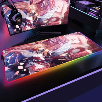 Pelės Mygtukai RGB XXL Kompiuterio Klaviatūra Kilimų Honkai Poveikio Anime Žaidimų Priedai LED Gamer PC Mause Stalas Kilimėlis apšvietimas