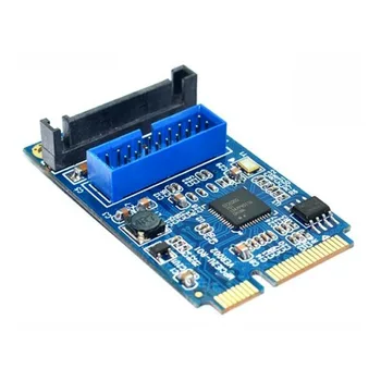 Plokštė Mini PCI Express Dual USB 3.0 19-pin Plėtimosi Kortelės Adapteris, PCI-E 2 prievadai USB 3.0 SATA Adapteris XXM