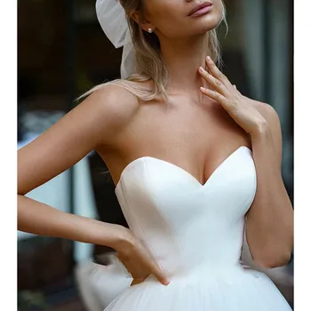Rankovių Backless Vestuvių Suknelė Stebėjimo Atgal Užtrauktuką Nuotakos Suknelė Moteris 2022 Derliaus Paprastas Tiulio Chalatas De Mariée