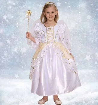 sniego baltumo kostiumas merginos kostiumas princesė suknelė, kostiumas gimtadienio suknelė graži sniego karalienė kostiumas baltas kampas suknelę dovanų