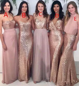 Sparkle Pigūs Bridesmaid Dresses Pagal 50 Undinė V-kaklo, Blizgančiais Ilgai Vestuvės Suknelės Moterims