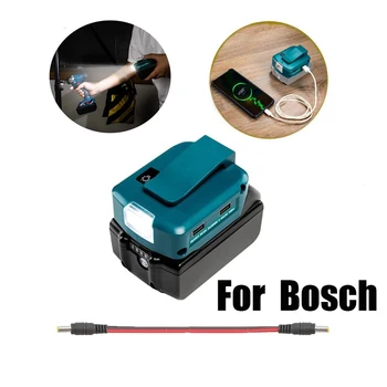 Už Bosch 14.4 V/18V Lion Baterija Dual USB keitiklis Uosto su LED Šviesos Prožektorius Lauko Žibintuvėlis už Bosch Baterijos