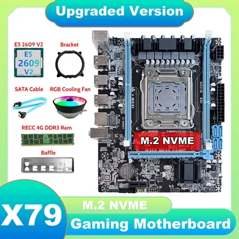 X79 motininė Plokštė V389+E5 2609 V2 CPU+DDR3 RECC 4GB RAM+RGB, Ventiliatorius+SATA Kabelis+Pertvara+Laikiklis NVME LGA2011 Biuro