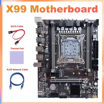 X99 Plokštė LGA2011-3 Kompiuterio Plokštę Paramos DDR4 ECC RAM+Šilumos Mygtukai+SATA Kabelis+RJ45 Tinklo Kabelis