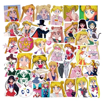 Yxforever 10/30/50Pcs Sailor Moon Anime Lipdukai Vandens Butelių Riedlentė Šaldytuvas Vertus Sąskaitą Vandeniui Vinilo Lipdukai