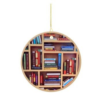Širdies Knygų Medinis Pakabas, Medžio Ornamentu Kalėdų Big Balls Dovana Bibliotekininkė Skaityti iš Knygos Mylėtojas