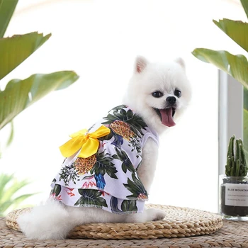 Šunelis Gėlių Sijonas Havajų Paplūdimyje Šuo Bowknot Suknelė Mažų Šunų, Kačių, Naminių Gyvūnėlių Princesė Suknelės Prancūzų Buldogas Drabužiai