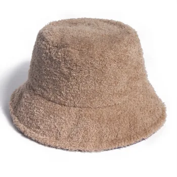 Žiemos Moterų Skrybėlės Teddy Aksomo Šiltas Ausies Raštas Žvejys Skrybėlę Priedai derliaus Ėriukų Aksomo Bžūp Mielas Pliušinis kibiro kepurę